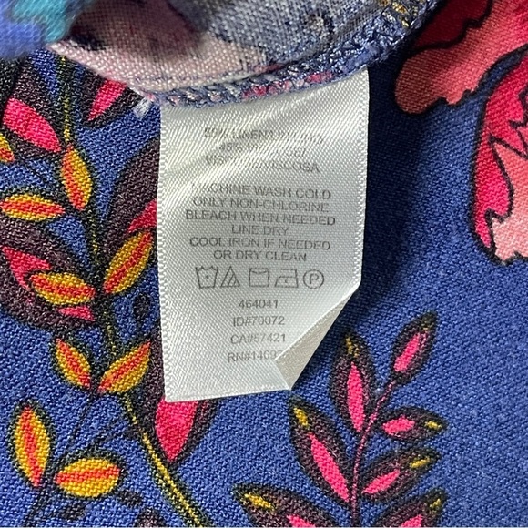 Loft Linen Blend Blue Floral Shorts Size 6 Contrast Pocket 3.5” Inseam Soft Flow - Picture 5 of 8